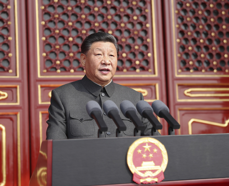 10月1日上午，慶祝中華人民共和國成立70周年大會在北京天安門廣場隆重舉行。中共中央總書記、國家主席、中央軍委主席習(xí)近平發(fā)表重要講話。